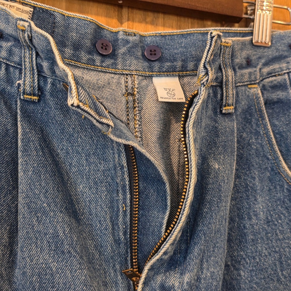 Big A Brand Pleated Denim Jeans Womens 13/14 Blue Excellent Vintage High Waisted - Picture 9 of 12